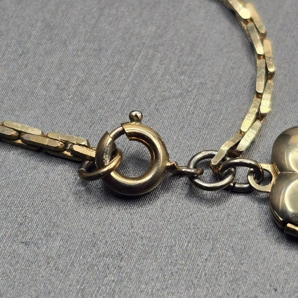 VTG Gold Tone Mini Heart Locket Bracelet 6.5" Sentimental Charm Jewelry - Picture 2 of 11